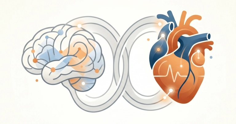 Ilustración de la conexión entre pensamientos y emociones en psicología.